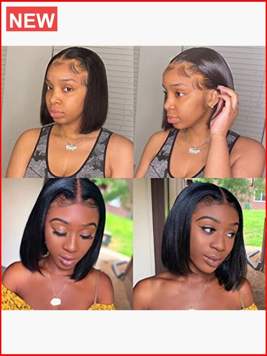 Human Hair 10 Inch Bob Wig 13x4 HD Lace Front Pre Plucked Short Bob Lace